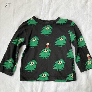 (🎨$3 PLAY) H&M 2T Toddler Christmas Tree Santa Hat Holiday Long Sleeve Top